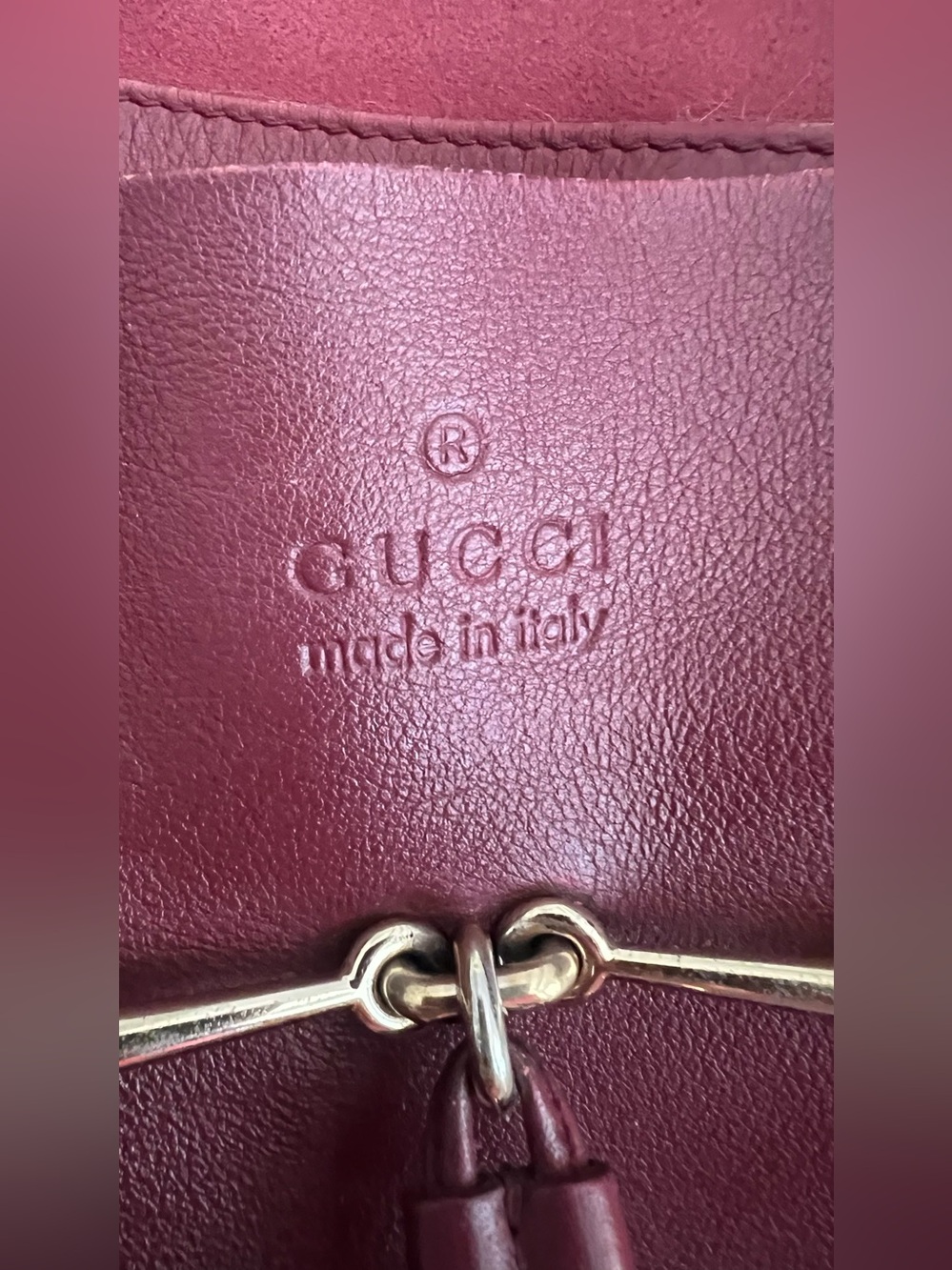 Gucci horse bit Wine Red Leather Tassel Tote with Gold Hardware - Picture 3 of 16